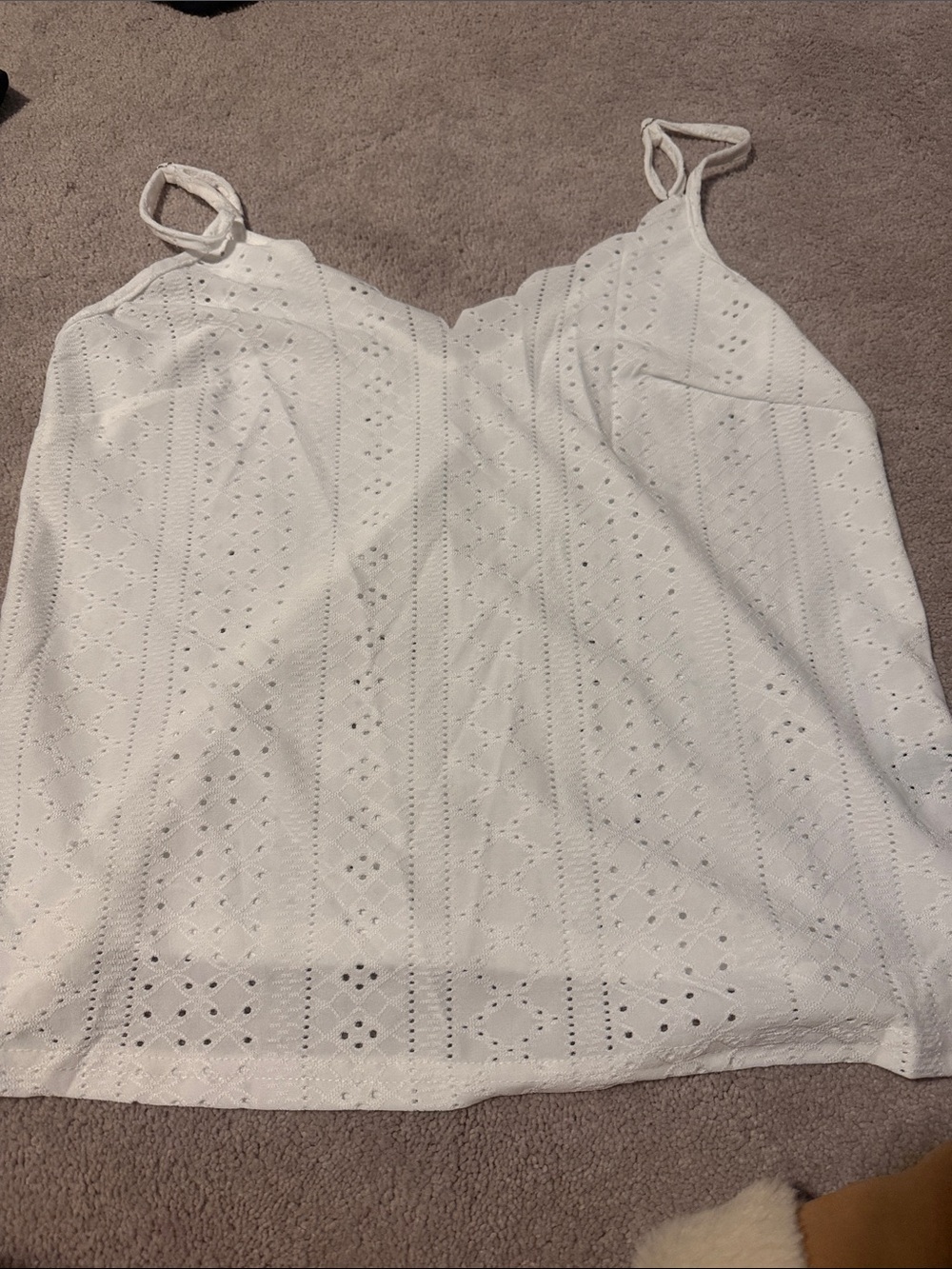SHEIN White Eyelet Spaghetti Strap Camisole